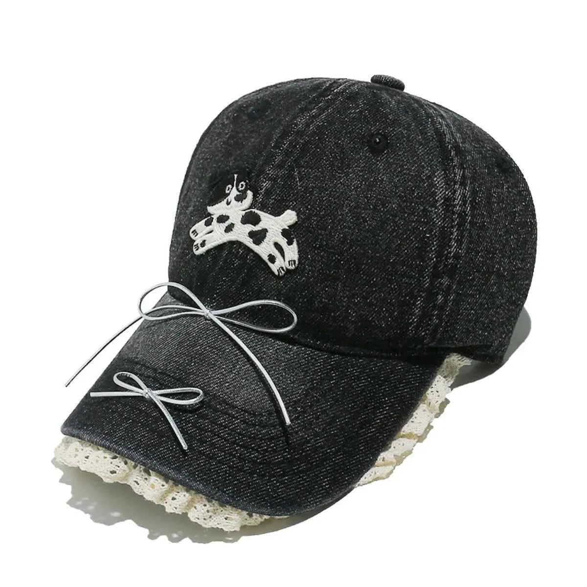 Adjustable Dog Bow Baseball Cap - 100% Cotton.