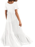 Round Neck Tiered Ruffle Maxi Dress.