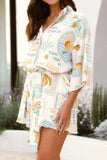 Printed 3/4 Sleeve Romper.