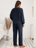 Ivy Lane Teddy Long Sleeve Top and Pants Lounge Set.