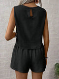 Round Neck Sleeveless Top and Shorts Set - EBYNN
