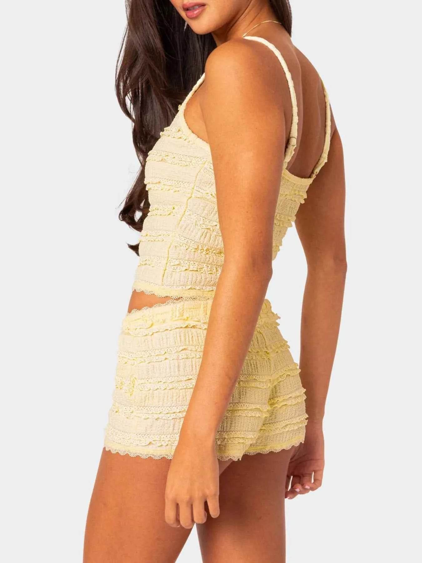 Lace Detail Cami and Shorts Set - EBYNN