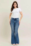 Judy Blue Plus Size Vintage Wash Flare Jeans with Destroy Hem.