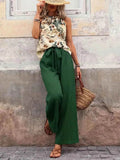 Printed Tank Top and Wide Leg Pants Set for Effortless Style - EBYNN