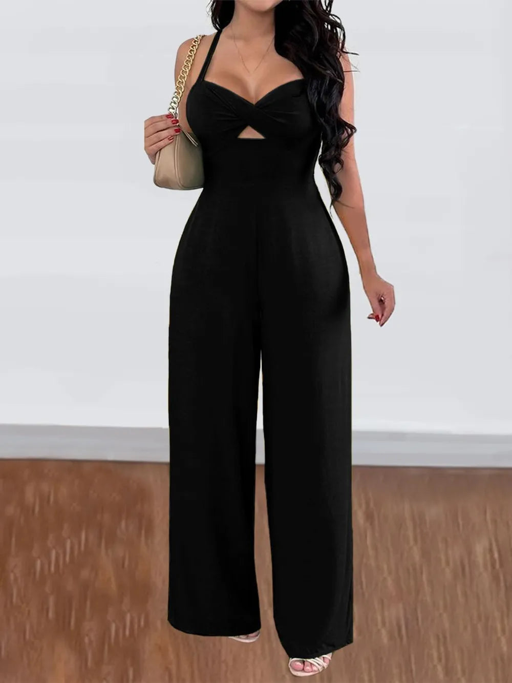 Devine Tie Back Backless Crisscross Jumpsuit.