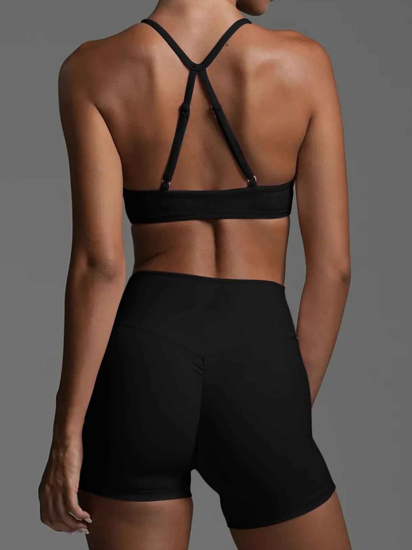 Ruched Sports Bra and High-Waisted Shorts Active Set.