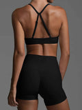 Ruched Sports Bra and High-Waisted Shorts Active Set.
