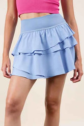 Ruffled Tiered Layers Activewear Skirt with Built-in Shorts.