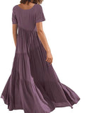 Round Neck Tiered Ruffle Maxi Dress.