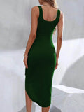 Wrap Tank Midi Dress with Asymmetric Hem.