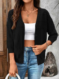 Textured Button-Front Cardigan with 3/4 Sleeves.