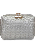 PU Leather Woven Clutch Bag.