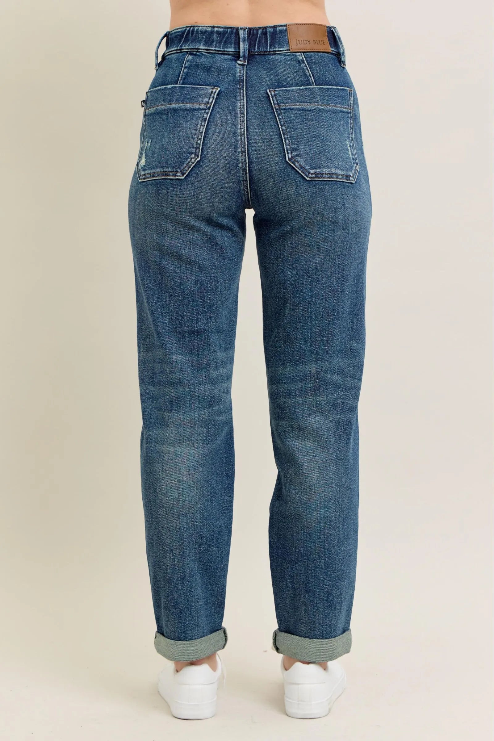 Judy Blue High-Waisted Vintage Wash Jeans with Drawstring Plus Size.
