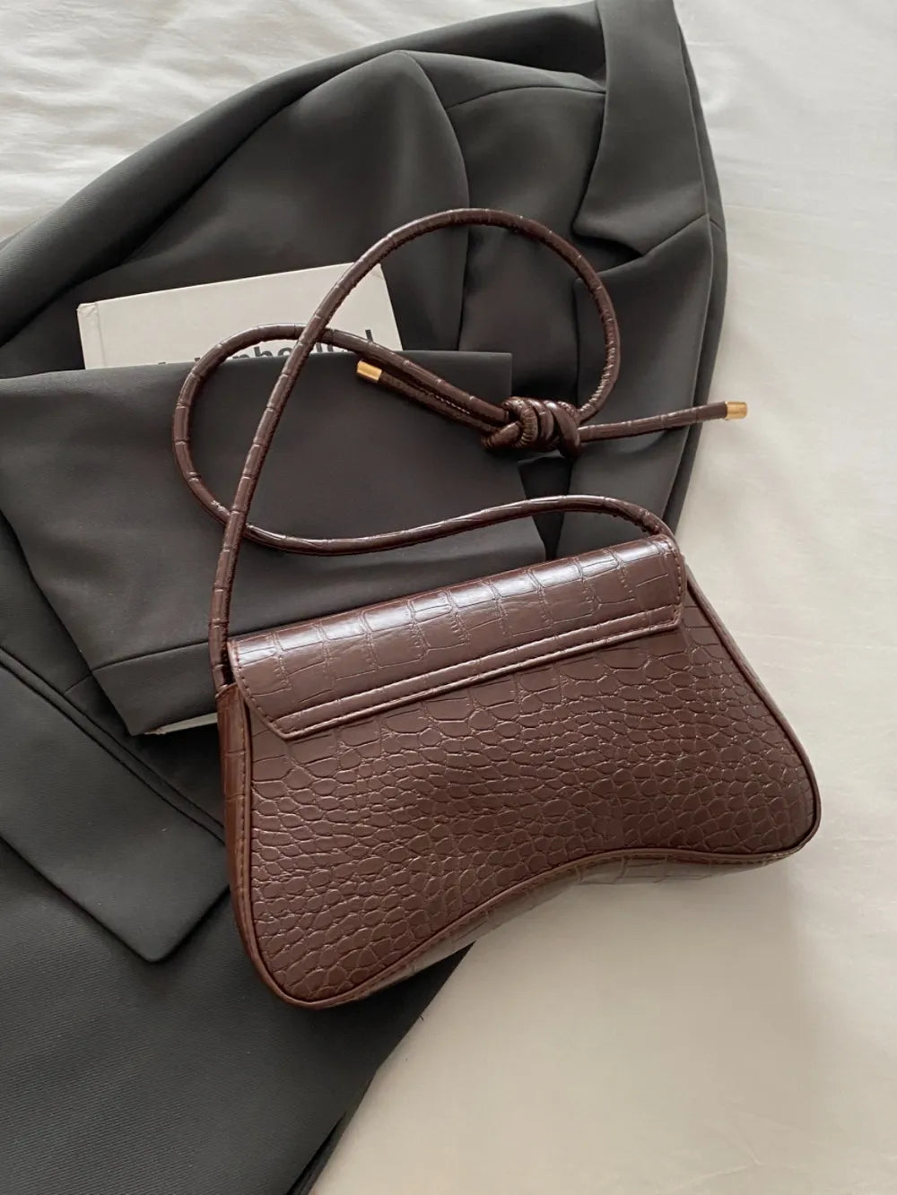 PU Leather Crossbody Bag with Texture.