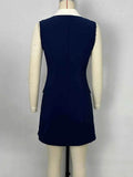 Contrast Collar Button-Front Sleeveless Mini Dress.