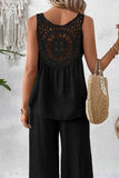 Round Neck Tank and Wide Leg Pants Set - EBYNN