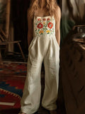 Floral Embroidered Wide Leg Jumpsuit.