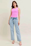 Judy Blue High Waist Stone Wash Straight Jeans Plus Size.