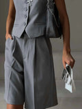 V-Neck Vest and Pants Two-Piece Blazer Set.