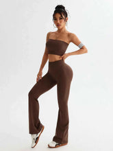 Tube Top & High Waist Flare Pants Active Set.