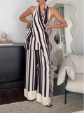 Striped Halter Neck Top and Pants Two-Piece Set - EBYNN
