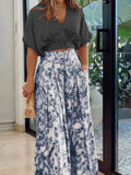 Surplice Top and High Waist Pants Set.