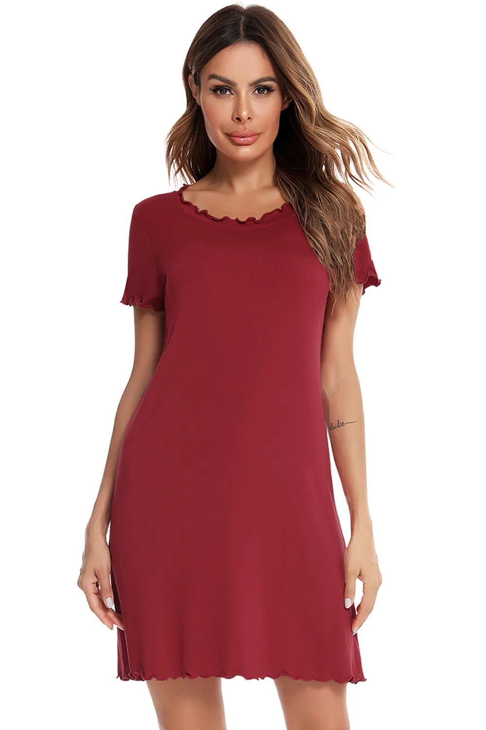 Round Neck Short Sleeve Lounge Dress.