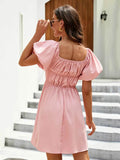 Off-Shoulder Puff Sleeve Mini Dress.