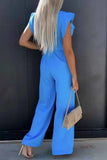 Round Neck Cap Sleeve Jumpsuit.