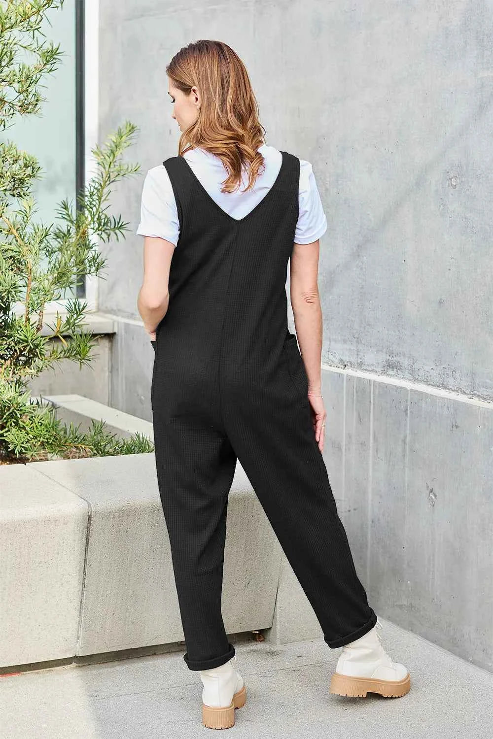 Double Take Full Size Sleeveless Straight Jumpsuit.