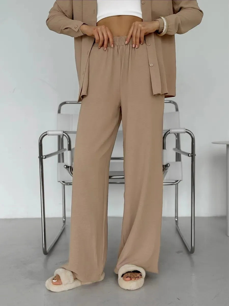 Button Up Long Sleeve Shirt and Pants Set.