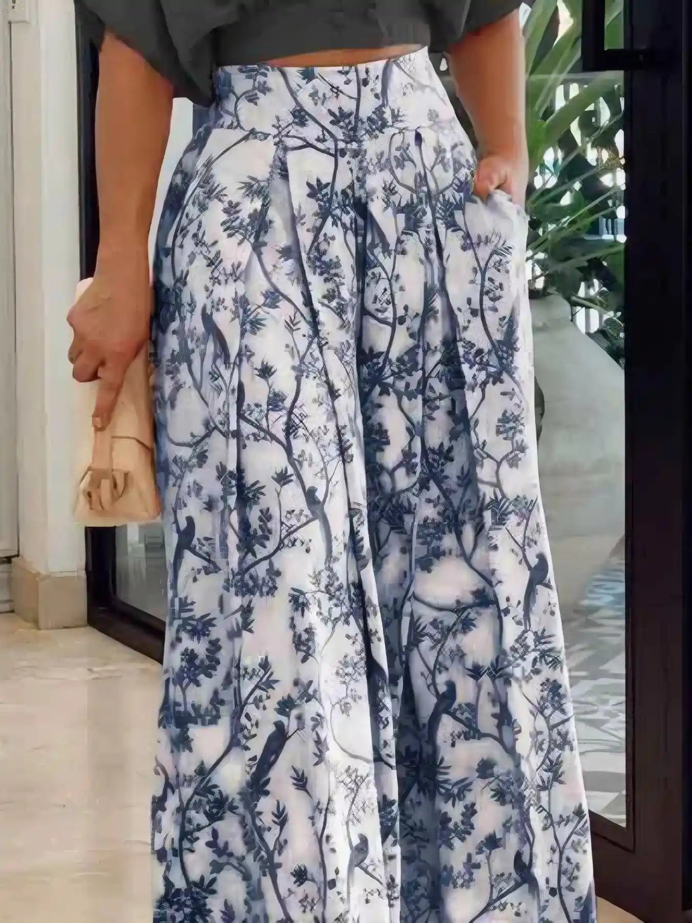 Surplice Top and High Waist Pants Set.