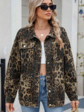 Leopard Print Oversized Denim Jacket.