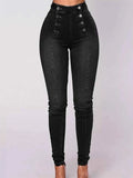 Full Size High-Waisted Double-Breasted Skinny Jeans Plus Size.