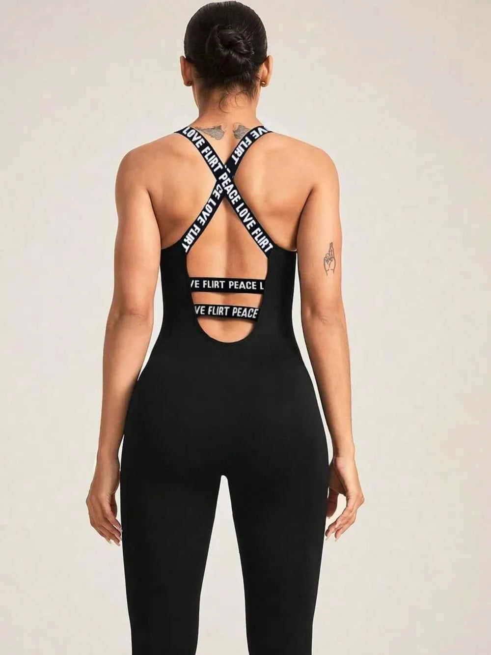Crisscross Back Sleeveless Active Jumpsuit.