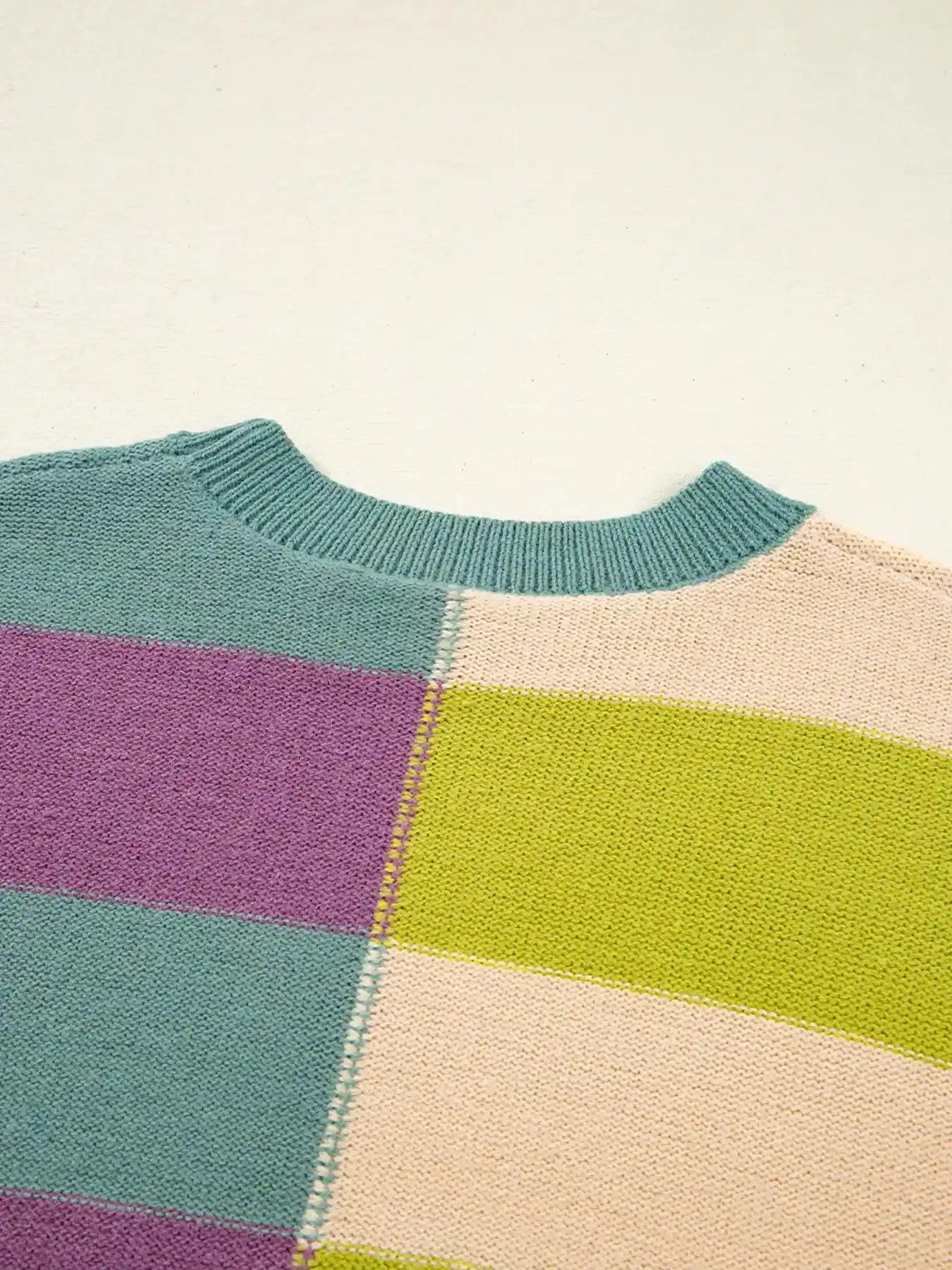 Stripe Drop Shoulder Ribbed Edge Sweater.