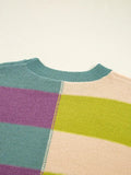 Stripe Drop Shoulder Ribbed Edge Sweater.