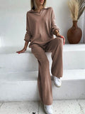 Johnny Collar Long Sleeve Top and Pants Sweater Set - EBYNN