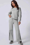 Side Striped Round Neck Active Set - Top & Pants.