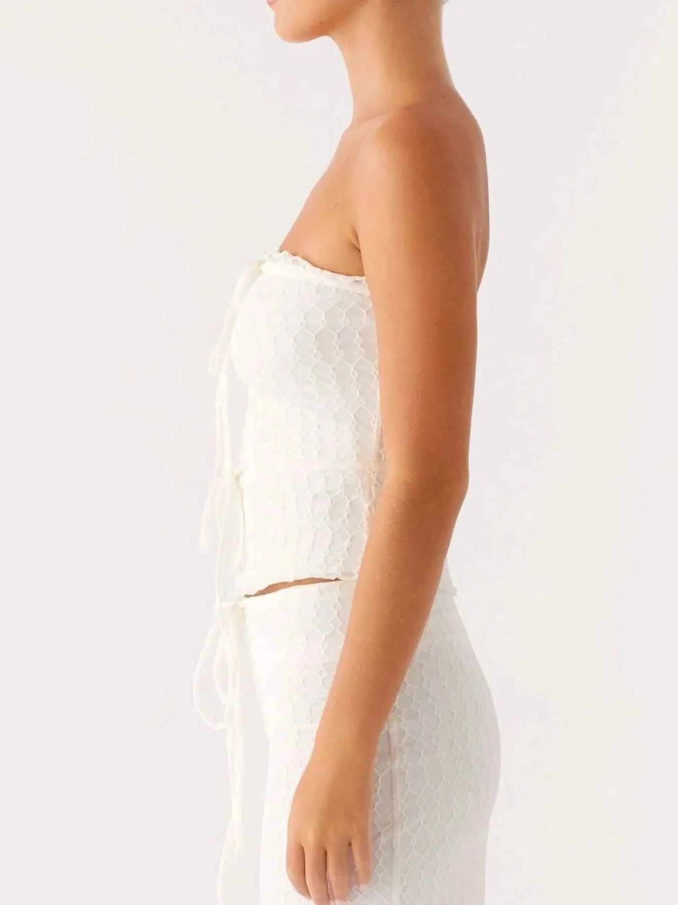 Tie Front Tube Top and Maxi Skirt Set.