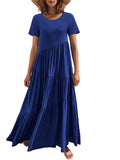 Round Neck Tiered Ruffle Maxi Dress.