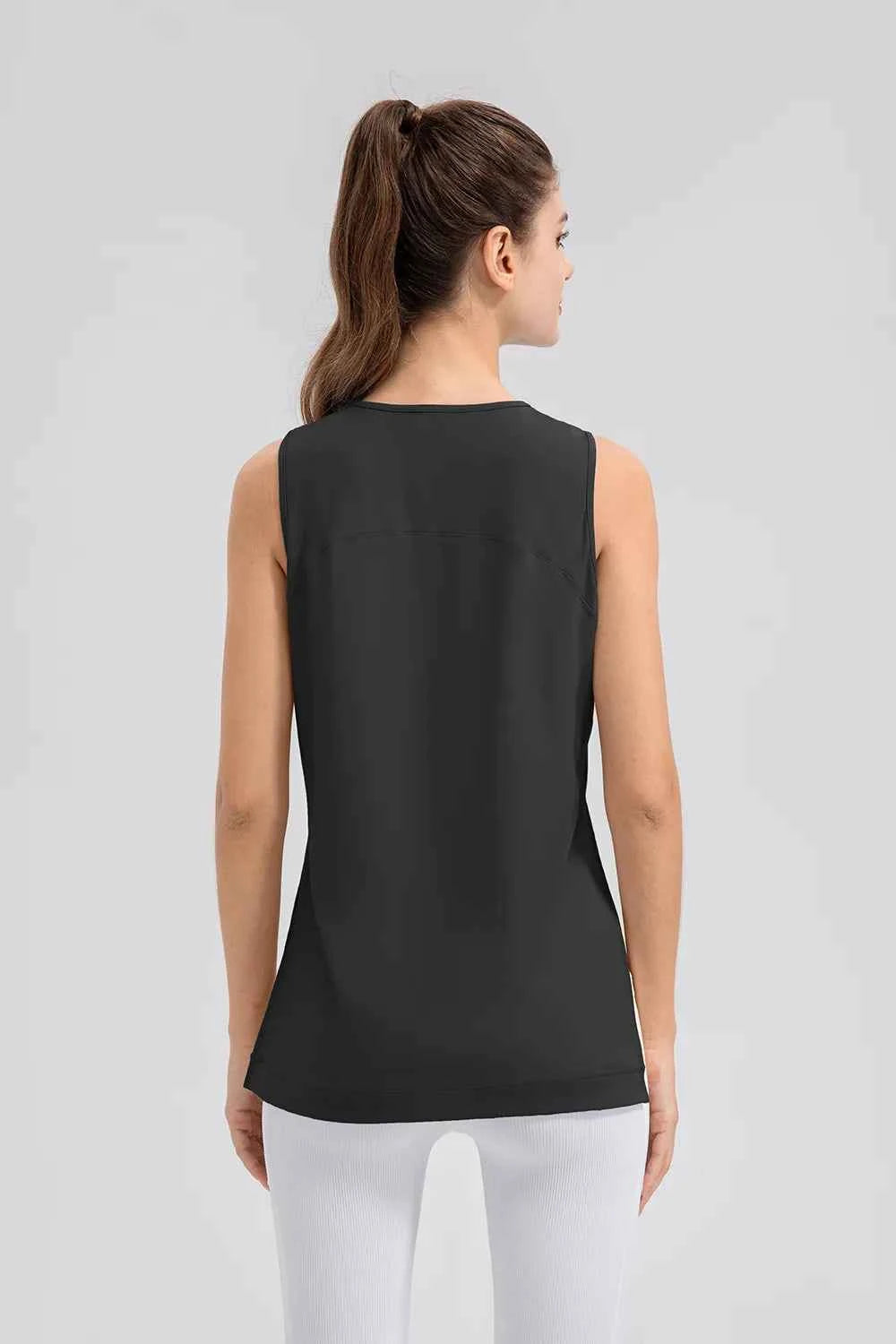 Slit Round Neck Tank Top.