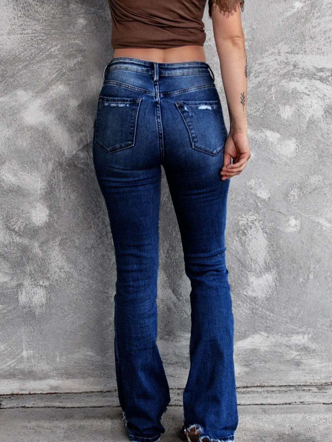 Distressed Flare Jeans for Women.