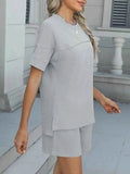 Sleek Round Neck Short Sleeve Top & Shorts Set - EBYNN
