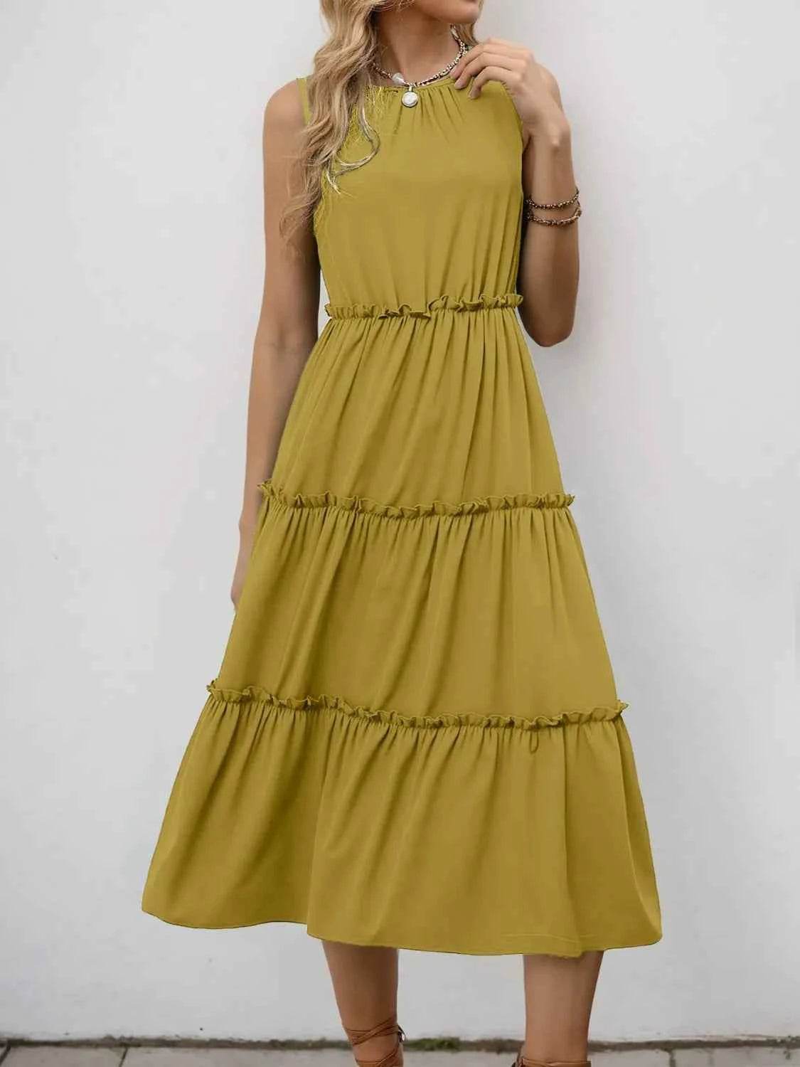 Frill Tiered Midi Dress.