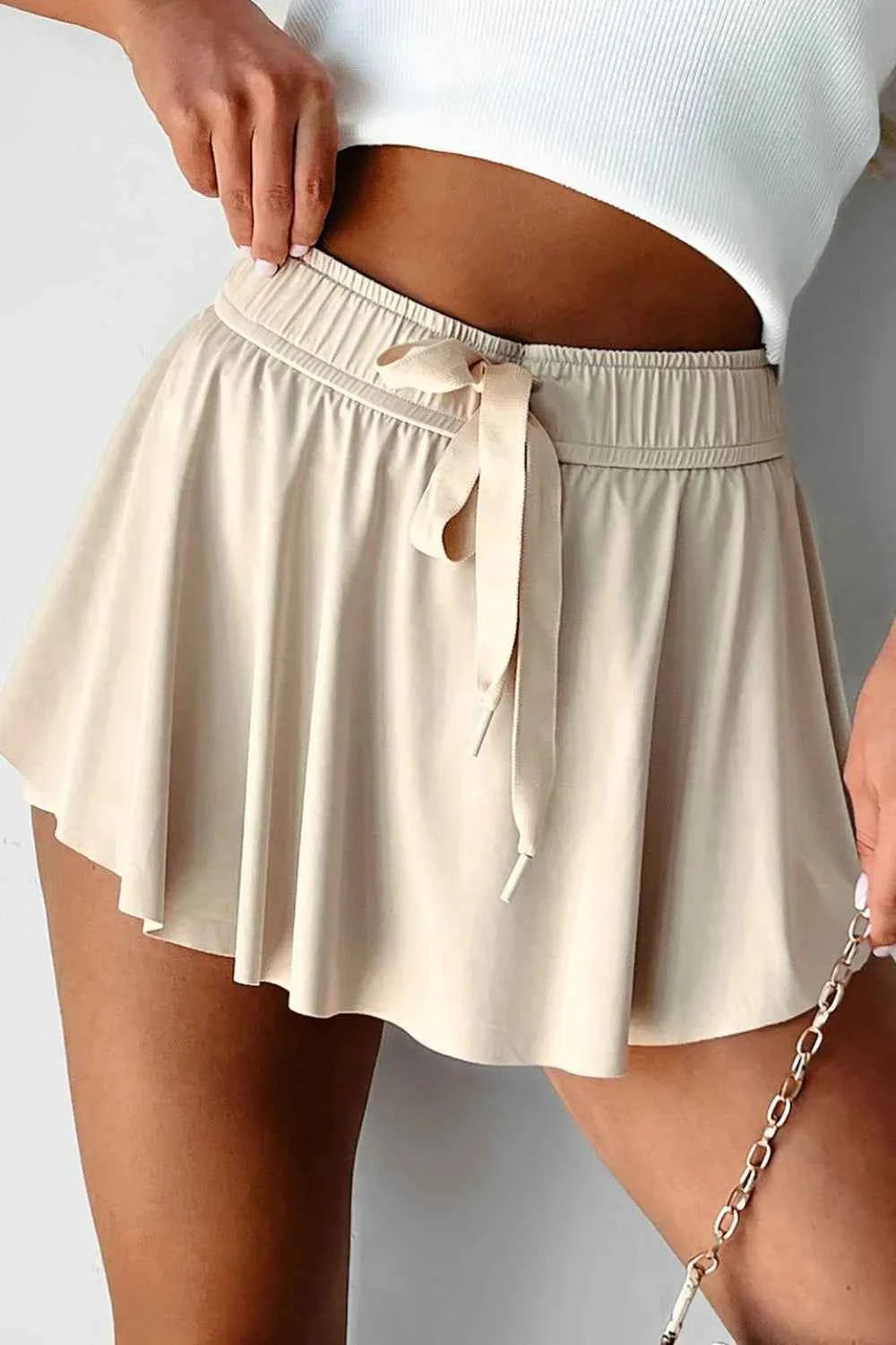 Drawstring High Waist Active Skorts.