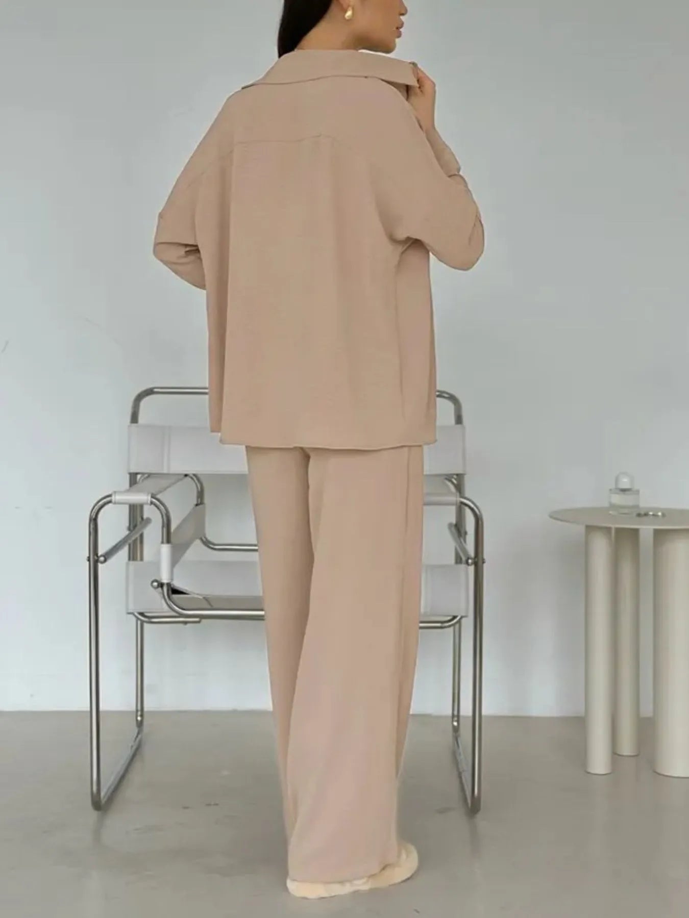 Button Up Long Sleeve Shirt and Pants Set.