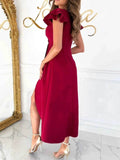 Surplice Ruffled Cap Sleeve Dress.