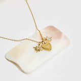 18K Gold-Plated Zircon Heart Pendant Necklace.