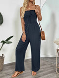 Smocked Tube Wide Leg Jumpsuit.
